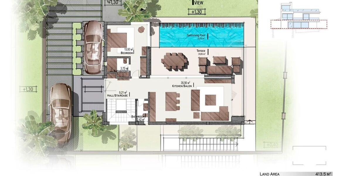 Villa moderna de 4 dormitorios en Río Verde con piscina